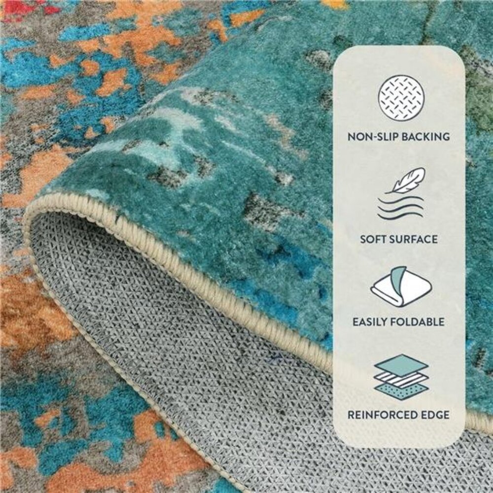 Modern Abstract Area Rugs 5x7, Large Washable Rugs for Living Room - Picture 4 of 8